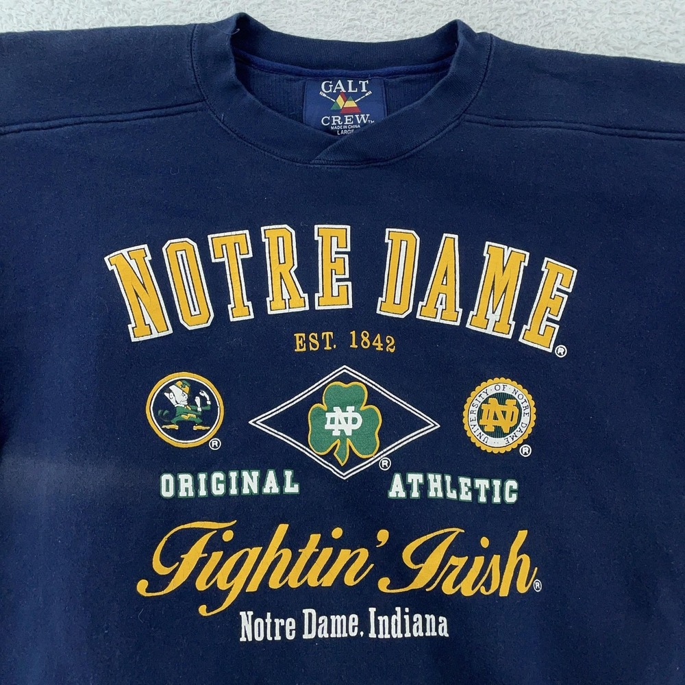 Notre Dame Fighting Irish Sweatshirt Mens Medium Navy NCAA Football Crewneck